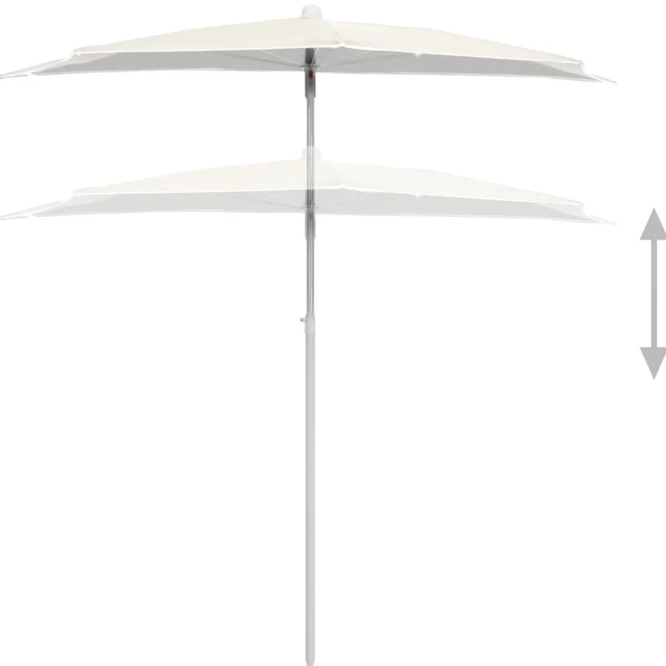 Puoliaurinkovarjo tangolla 180x90 cm hiekka
