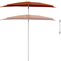 Puoliaurinkovarjo tangolla 180x90 cm terrakotta