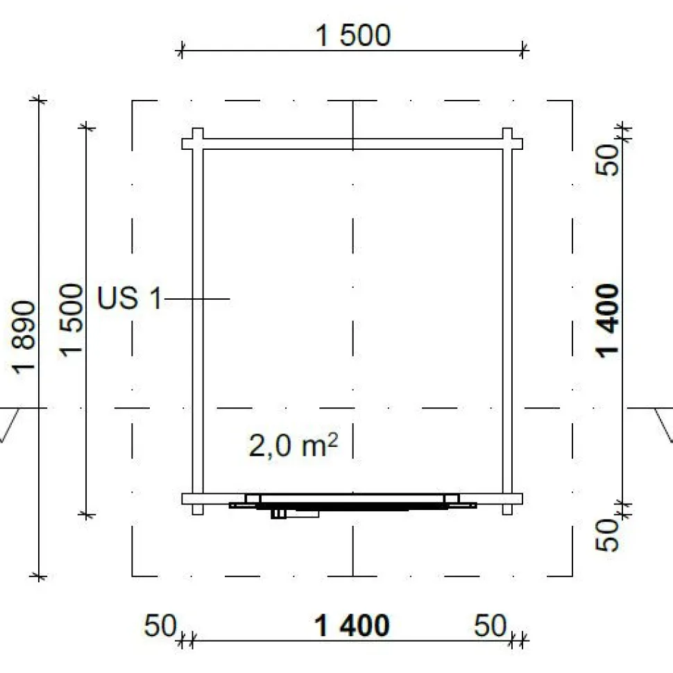 Puucee LP Garden T2, 2m², harjakatto