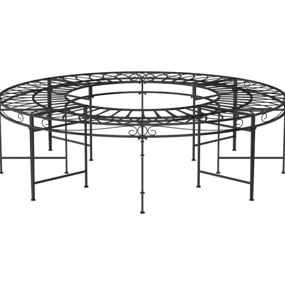 Puunympäryspenkki Ø 160 cm musta teräs
