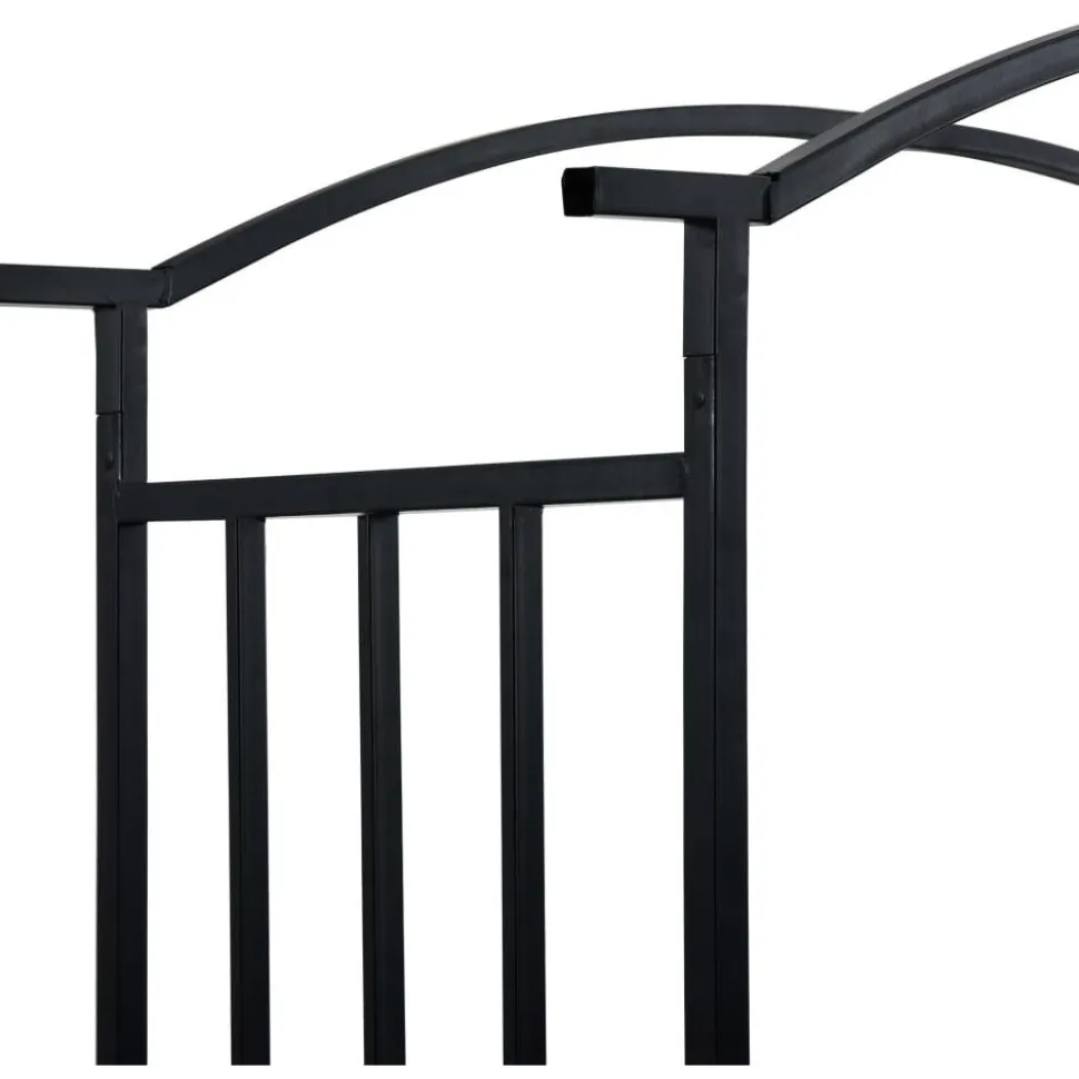 Puutarhakaari penkillä musta 114x45x205 cm rauta