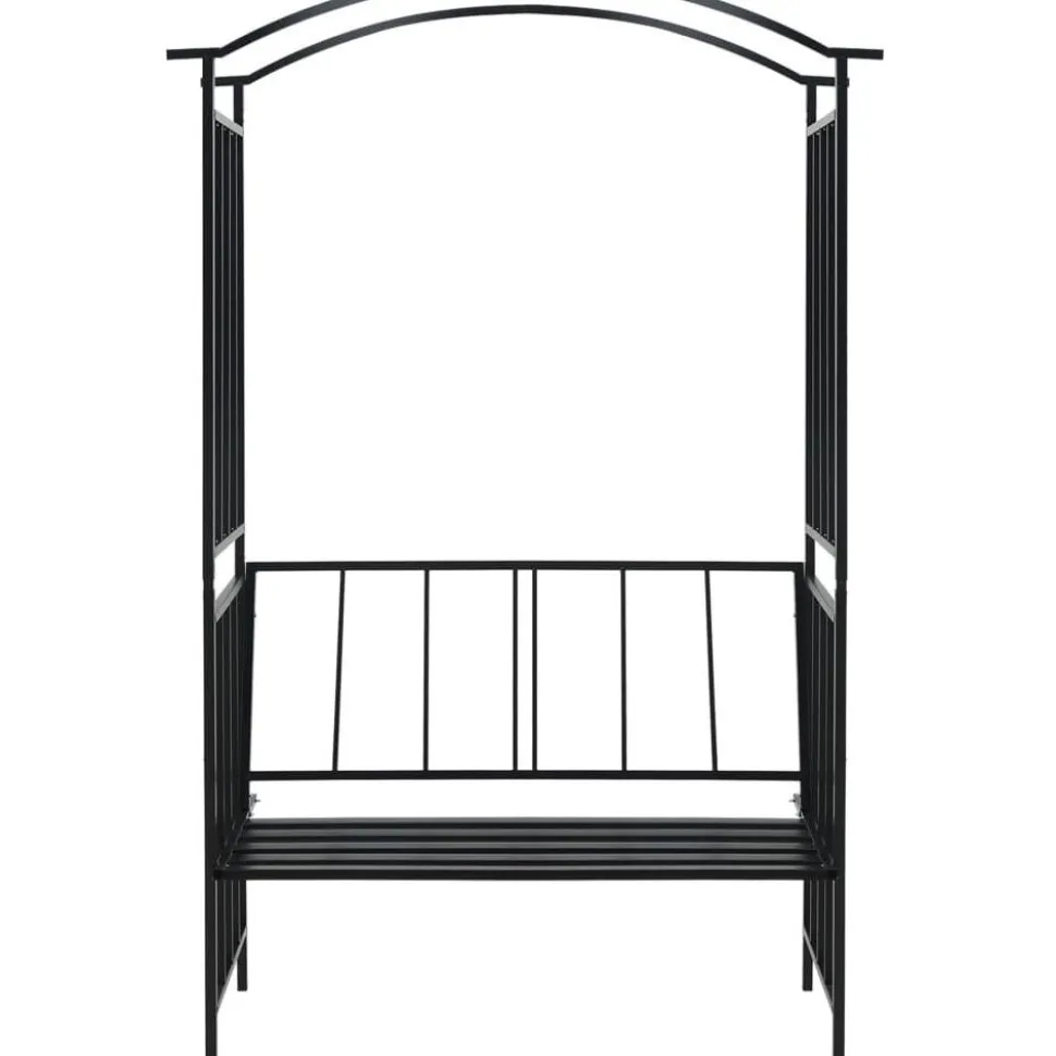 Puutarhakaari penkillä musta 114x45x205 cm rauta