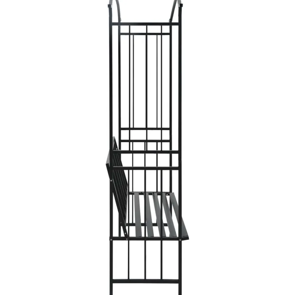 Puutarhakaari penkillä musta 114x45x205 cm rauta