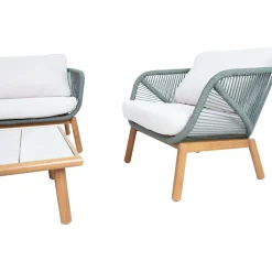 Puutarhakalustesetti Home4You TUXEDO pöytä, sohva ja 2 tuolia, vihreä