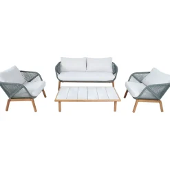 Puutarhakalustesetti Home4You TUXEDO pöytä, sohva ja 2 tuolia, vihreä