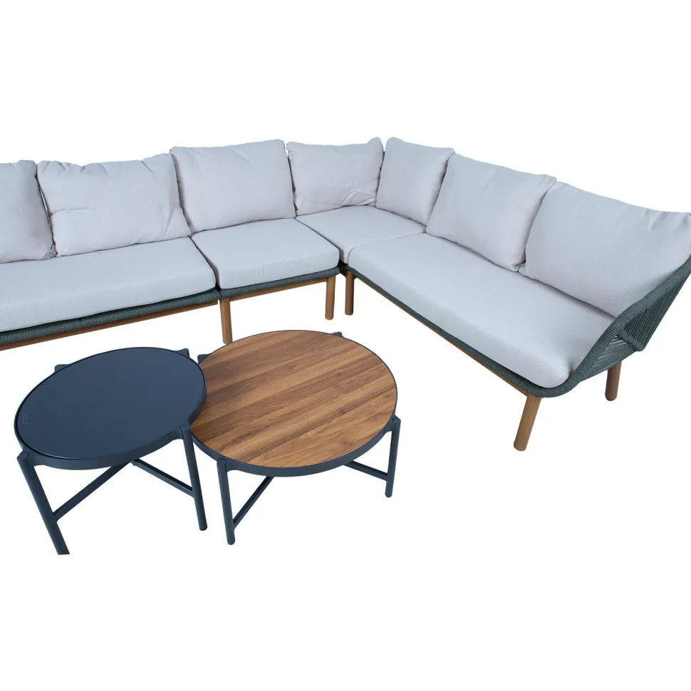 Puutarhakalustesetti Home4You TUXEDO kulmasohva ja 2 pöytää, vihreä