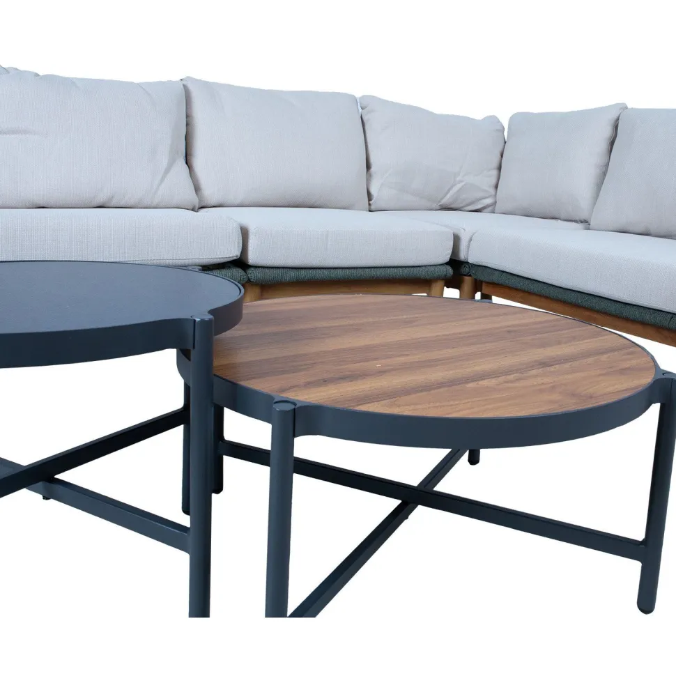 Puutarhakalustesetti Home4You TUXEDO kulmasohva ja 2 pöytää, vihreä