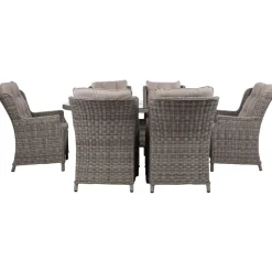 Puutarhakalustesetti Home4You TRENTO pöytä ja 6 tuolia, harmaa