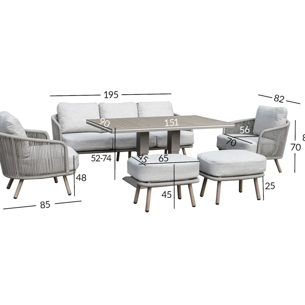 Puutarhakalustesetti Home4You MALISE 6-osainen, beige