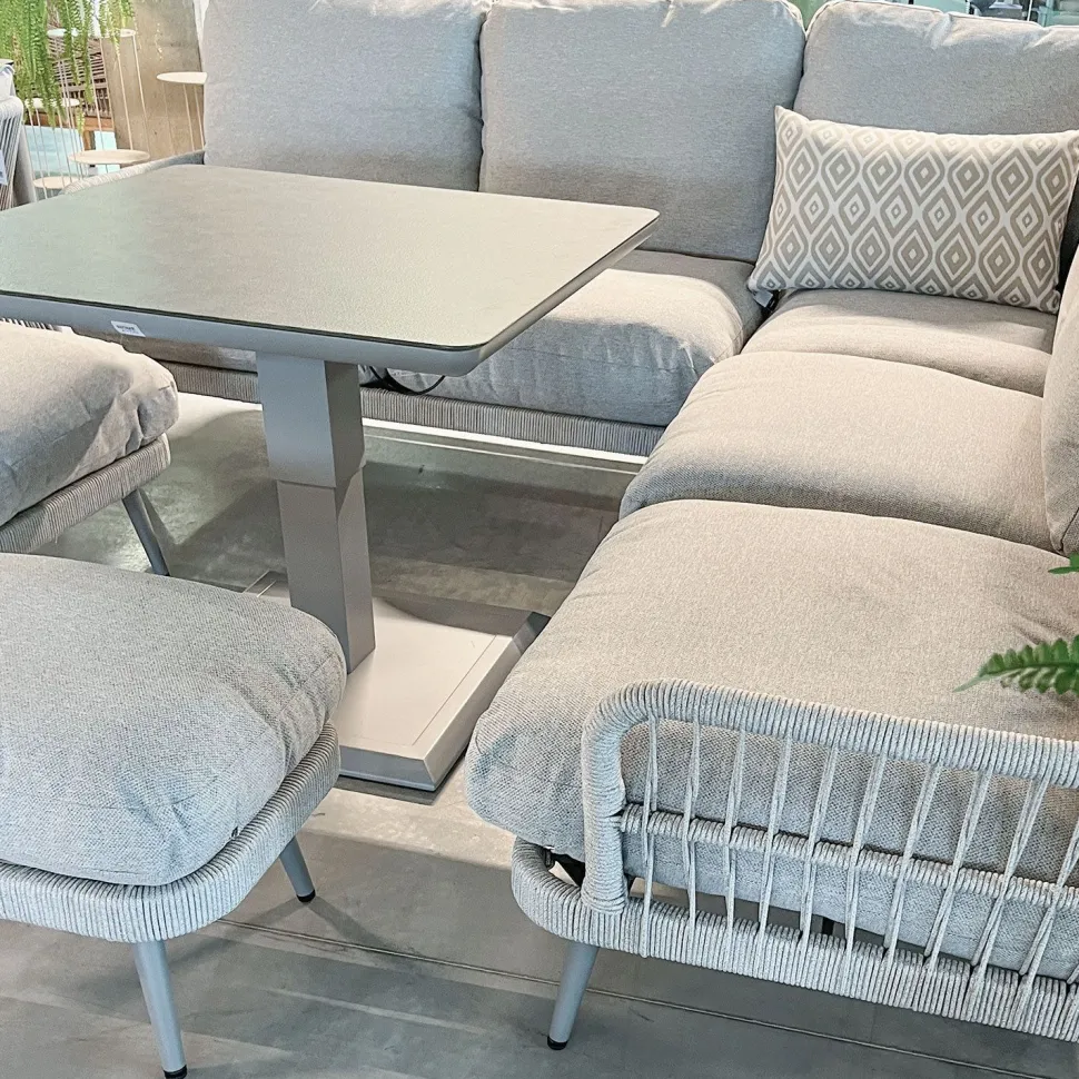 Puutarhakalustesetti Home4You MARENDA 4-osainen, harmaa/beige