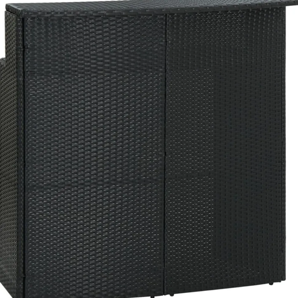 Puutarhan baaripöytä, musta, 120x55x110 cm, polyrottinki