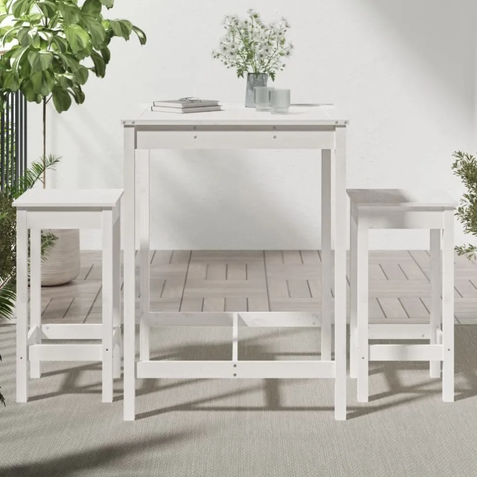 Puutarhan bistrosarja 3-osainen valkoinen täysi mänty (54726)