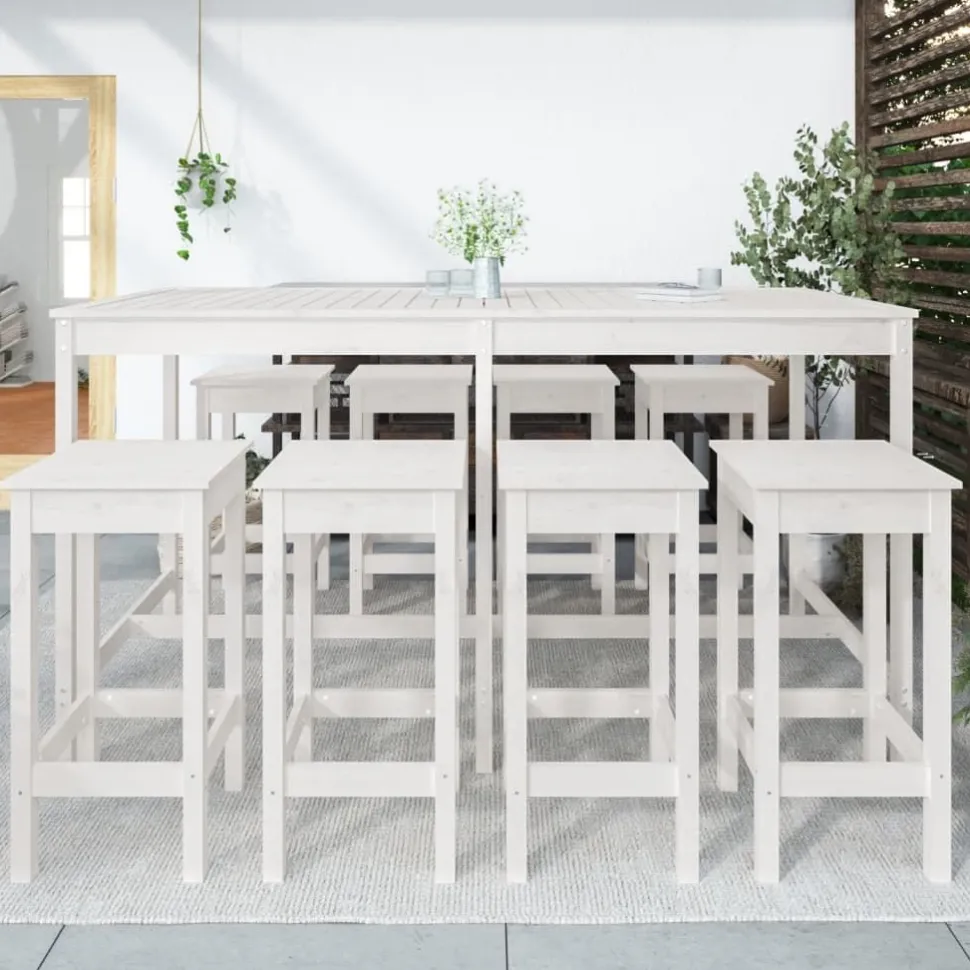 Puutarhan bistrosarja 9-osainen valkoinen täysi mänty (54766)