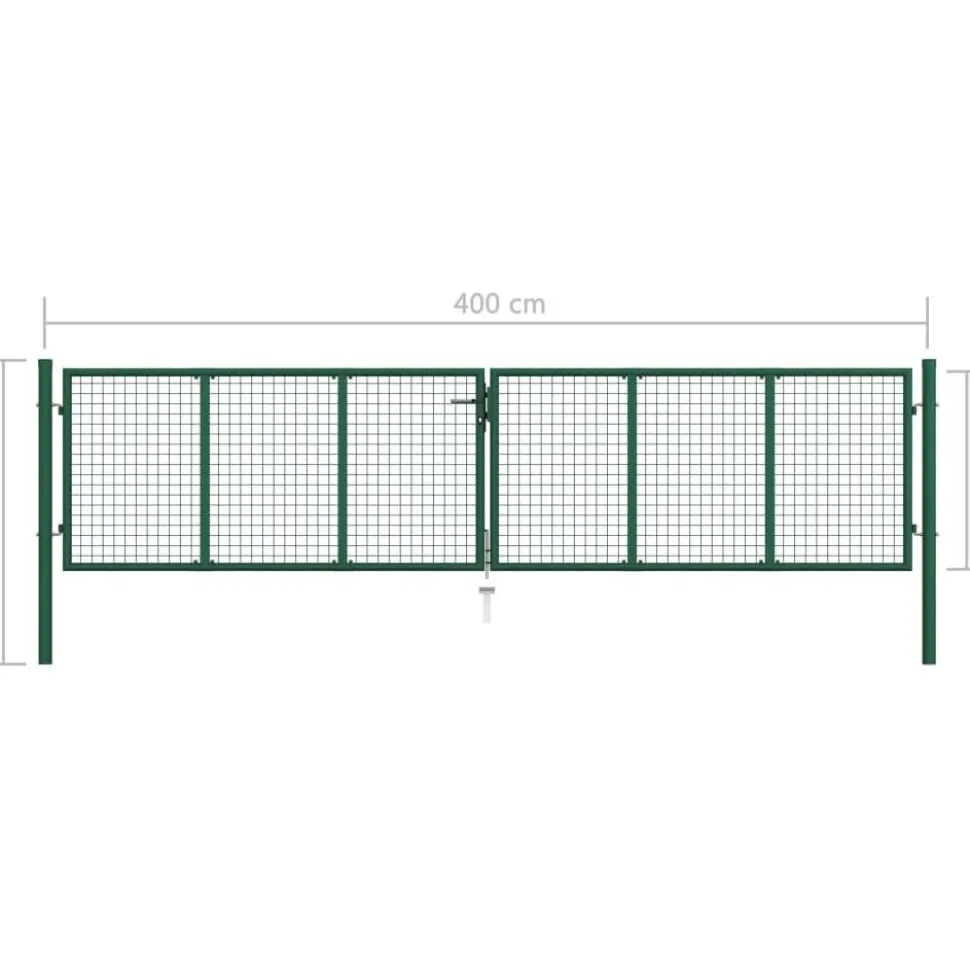 Puutarhan verkkoportti teräs 400x100cm vihreä