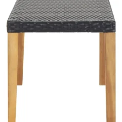 Puutarhapenkki 120 cm musta polyrottinki ja täysi akaasiapuu