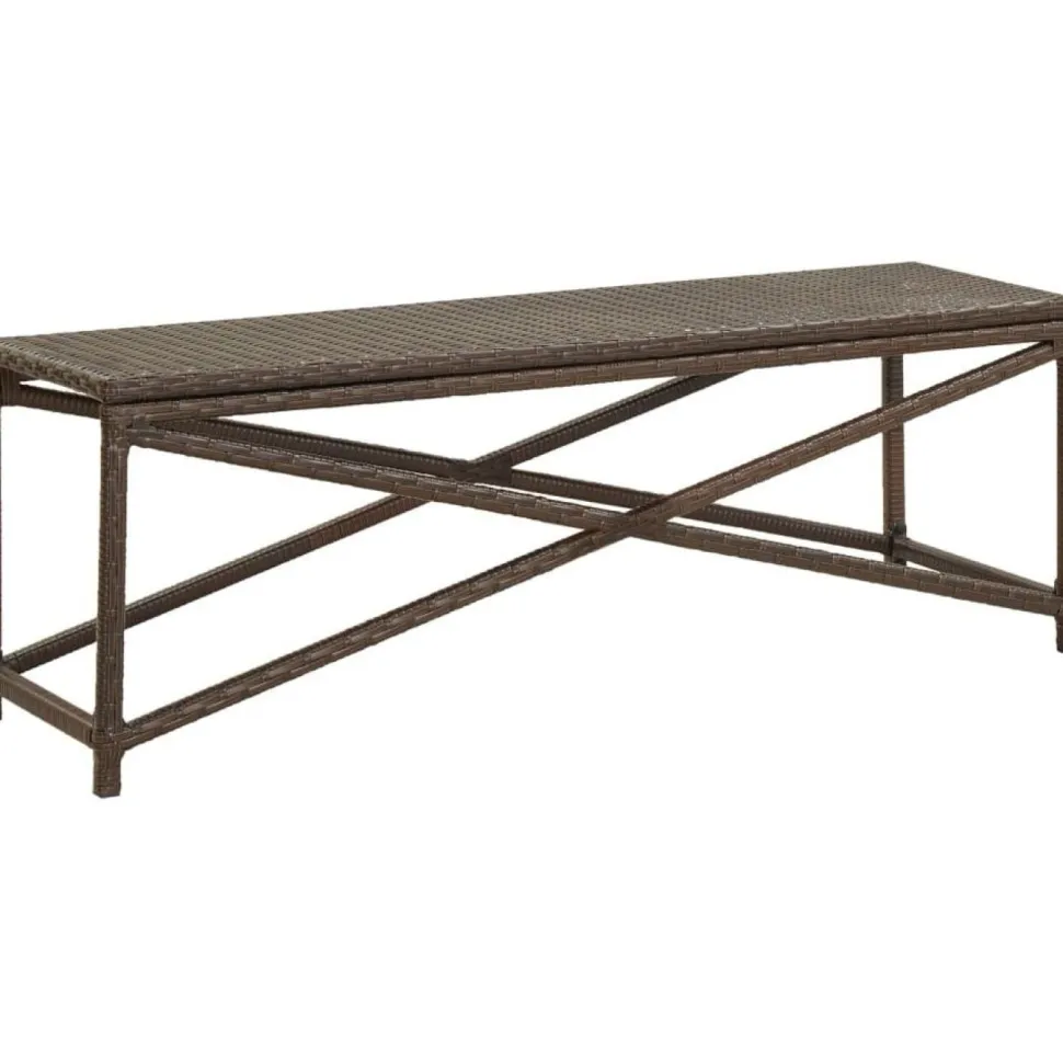 Puutarhapenkki 120 cm polyrottinki ruskea