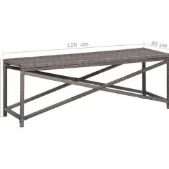 Puutarhapenkki 120 cm polyrottinki harmaa