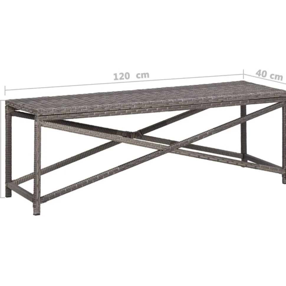 Puutarhapenkki 120 cm polyrottinki harmaa