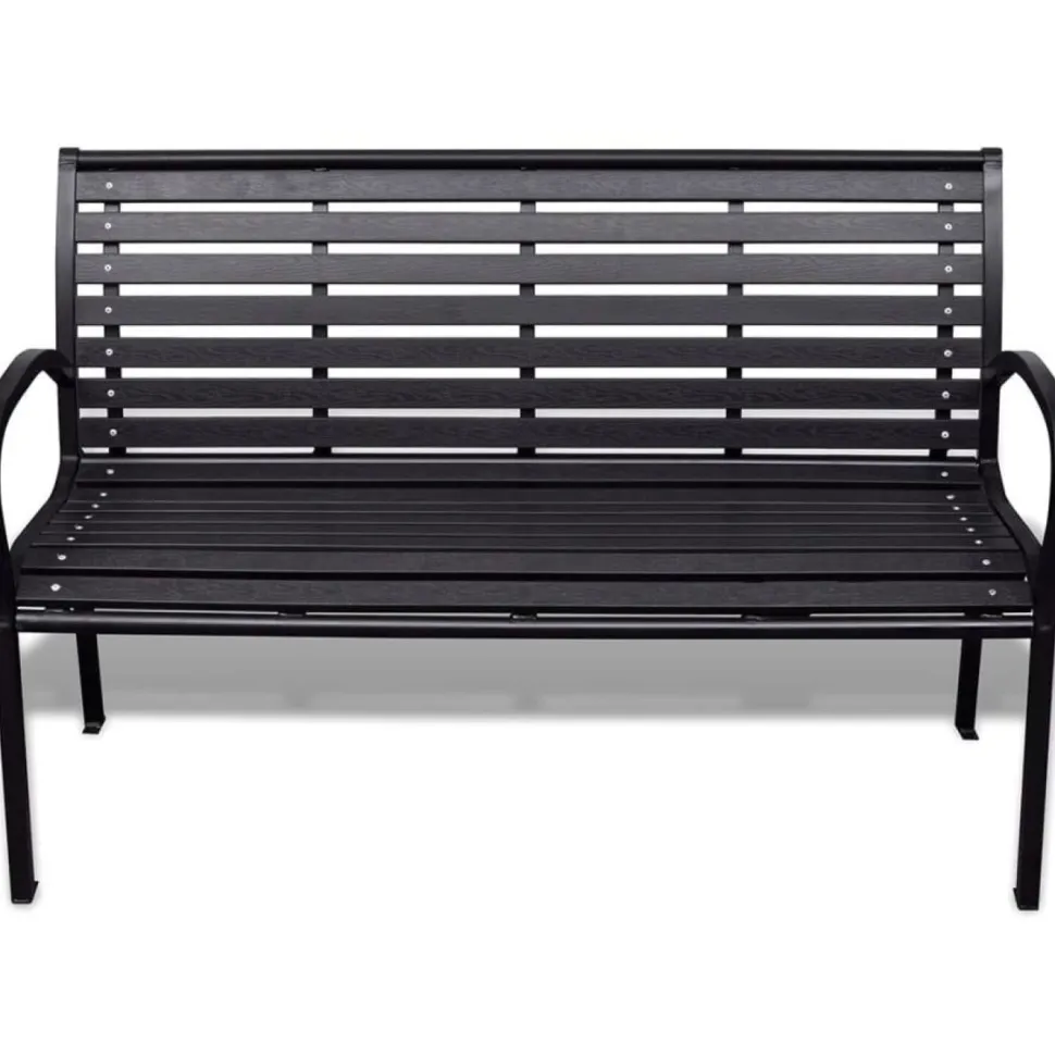 Puutarhapenkki 125 cm teräs ja puukomposiitti musta