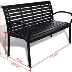 Puutarhapenkki 125 cm teräs ja puukomposiitti musta