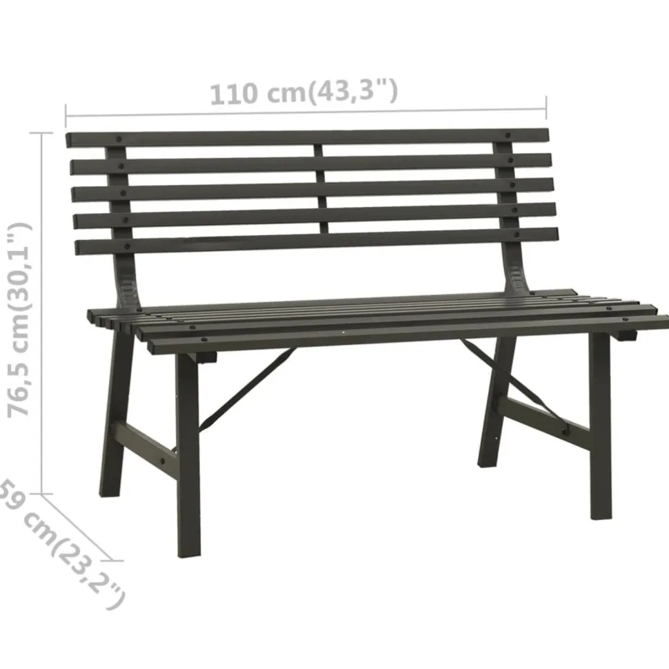 Puutarhapenkki 110 cm teräs musta