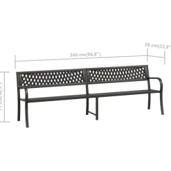 Puutarhapenkki 125 cm teräs musta