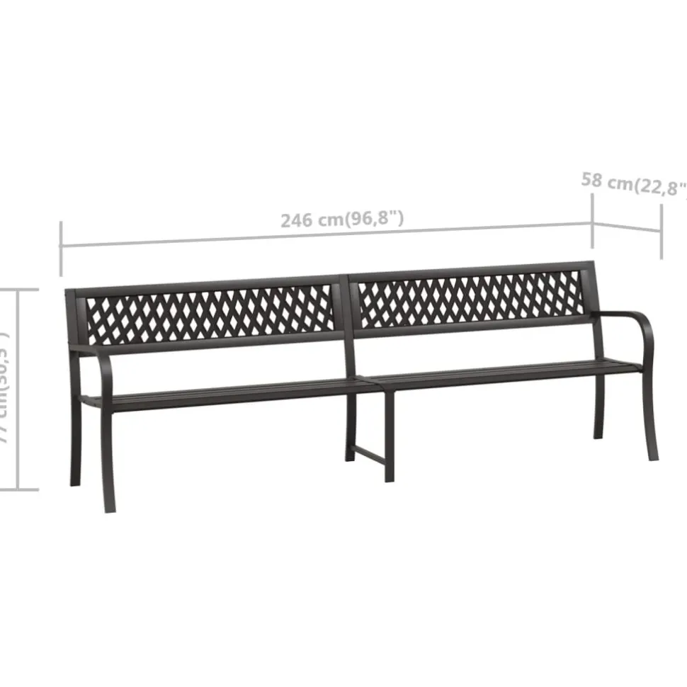 Puutarhapenkki 125 cm teräs musta