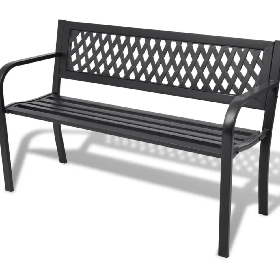 Puutarhapenkki 118 cm teräs musta