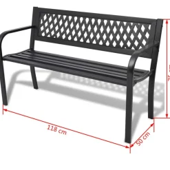 Puutarhapenkki 118 cm teräs musta