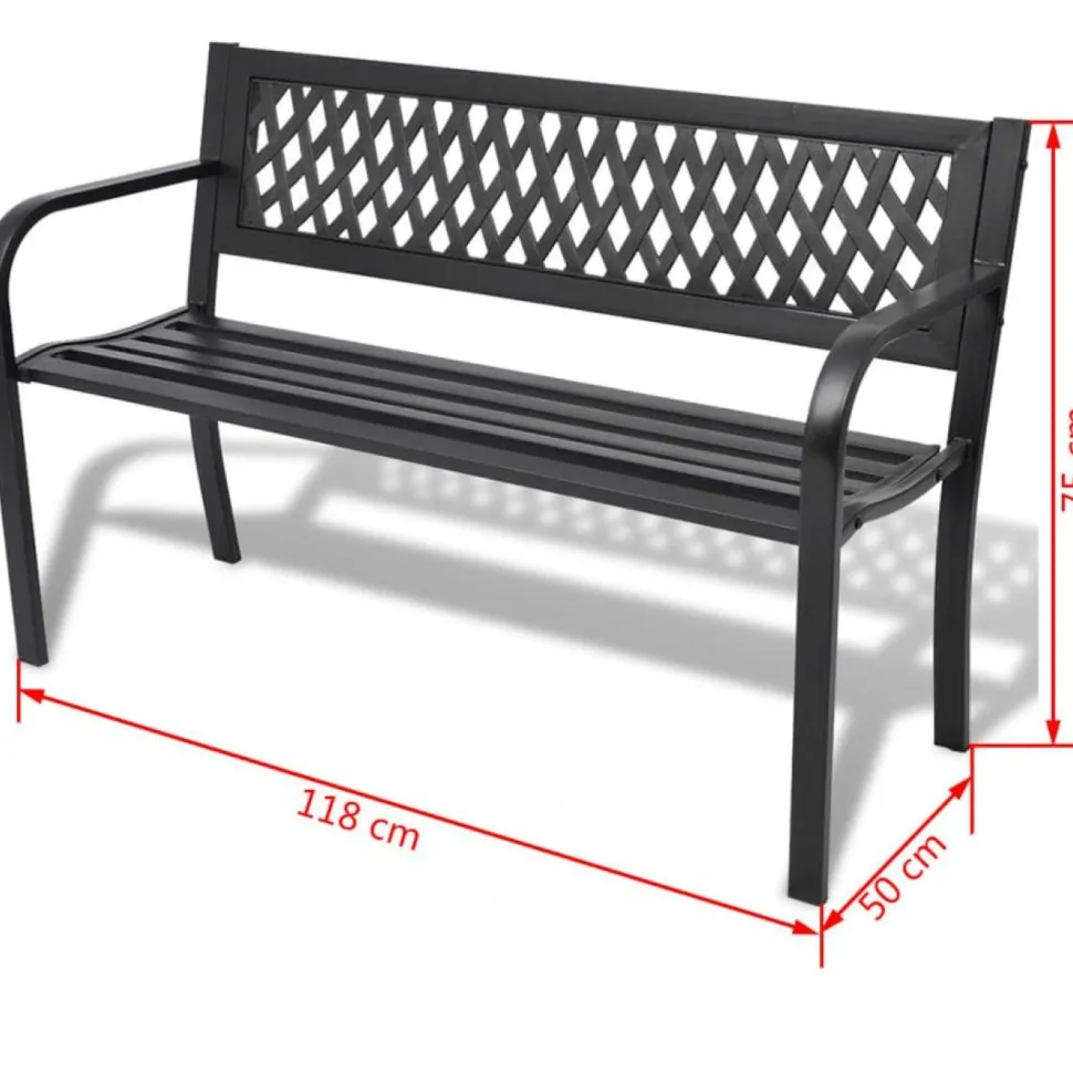 Puutarhapenkki 118 cm teräs musta