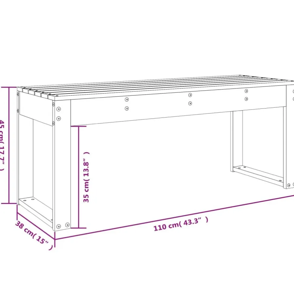 Puutarhapenkki hunajanruskea 110x38x45 cm, mänty