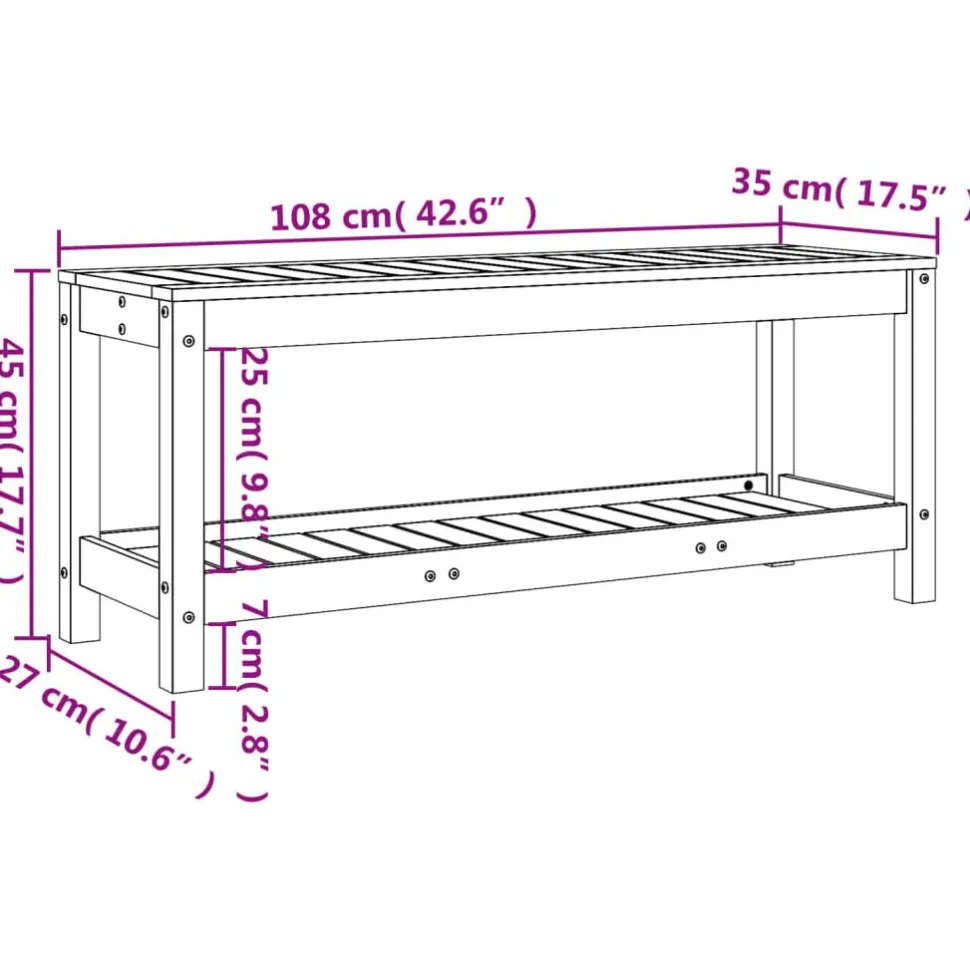 Puutarhapenkki musta 108x35x45 cm, mänty