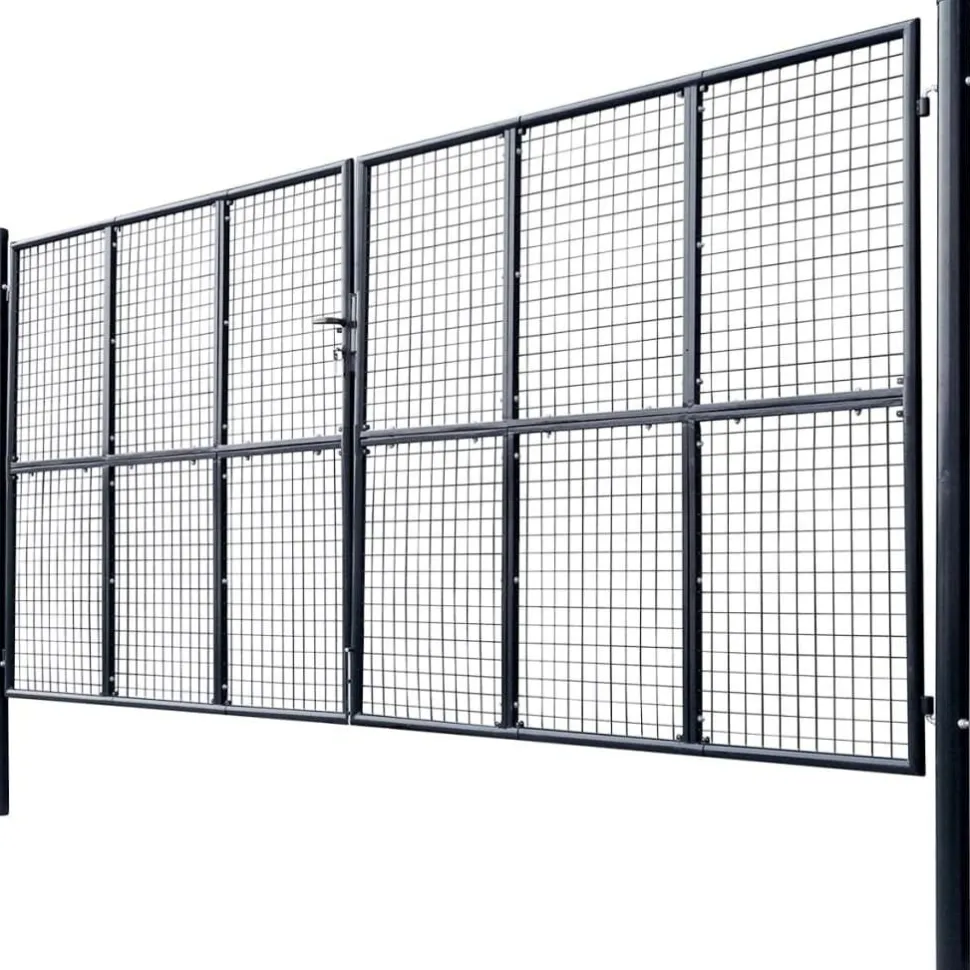 Puutarhaportti galvanoitu teräsverkko 400x200cm harmaa