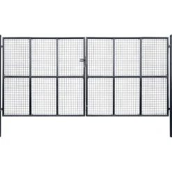 Puutarhaportti galvanoitu teräsverkko 400x200cm harmaa