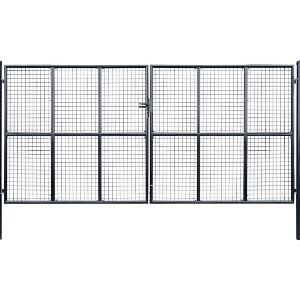 Puutarhaportti galvanoitu teräsverkko 400x200cm harmaa