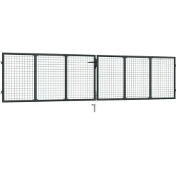 Puutarhaportti galvanoitu teräsverkko 400x125cm harmaa