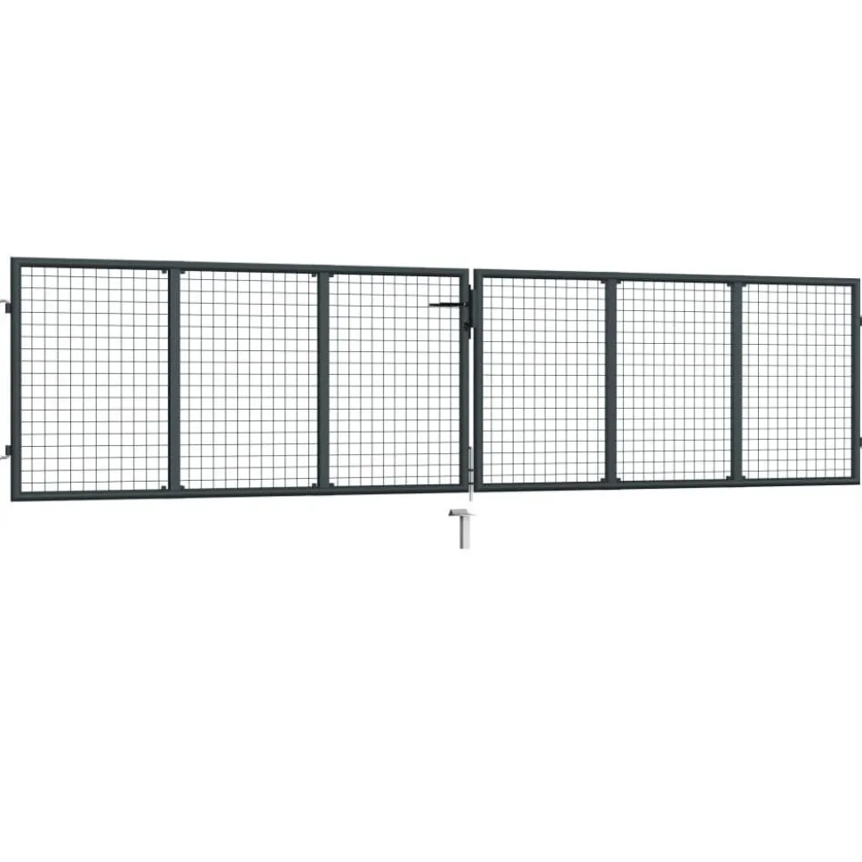 Puutarhaportti galvanoitu teräsverkko 400x125cm harmaa
