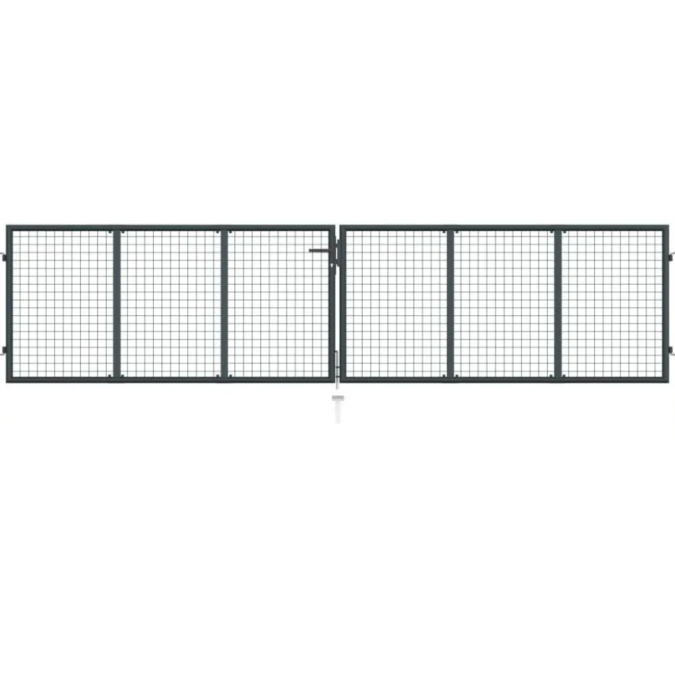 Puutarhaportti galvanoitu teräsverkko 400x125cm harmaa