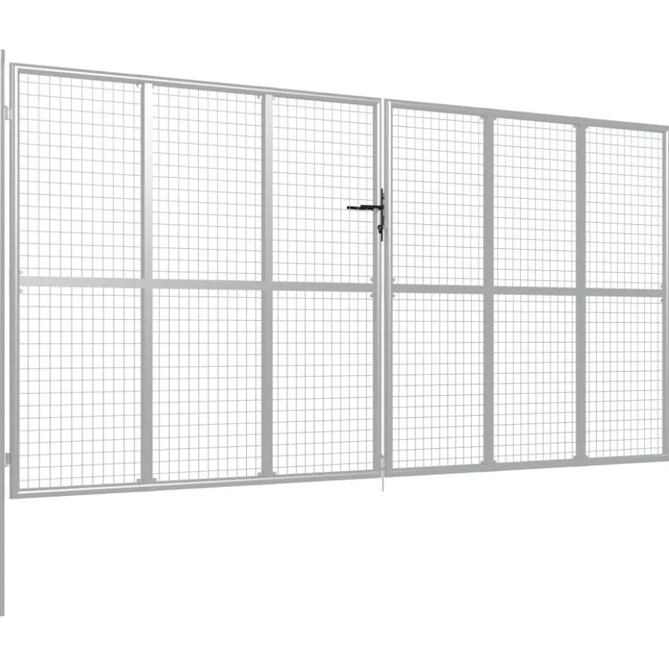 Puutarhaportti galvanoitu teräs 415x225cm hopea