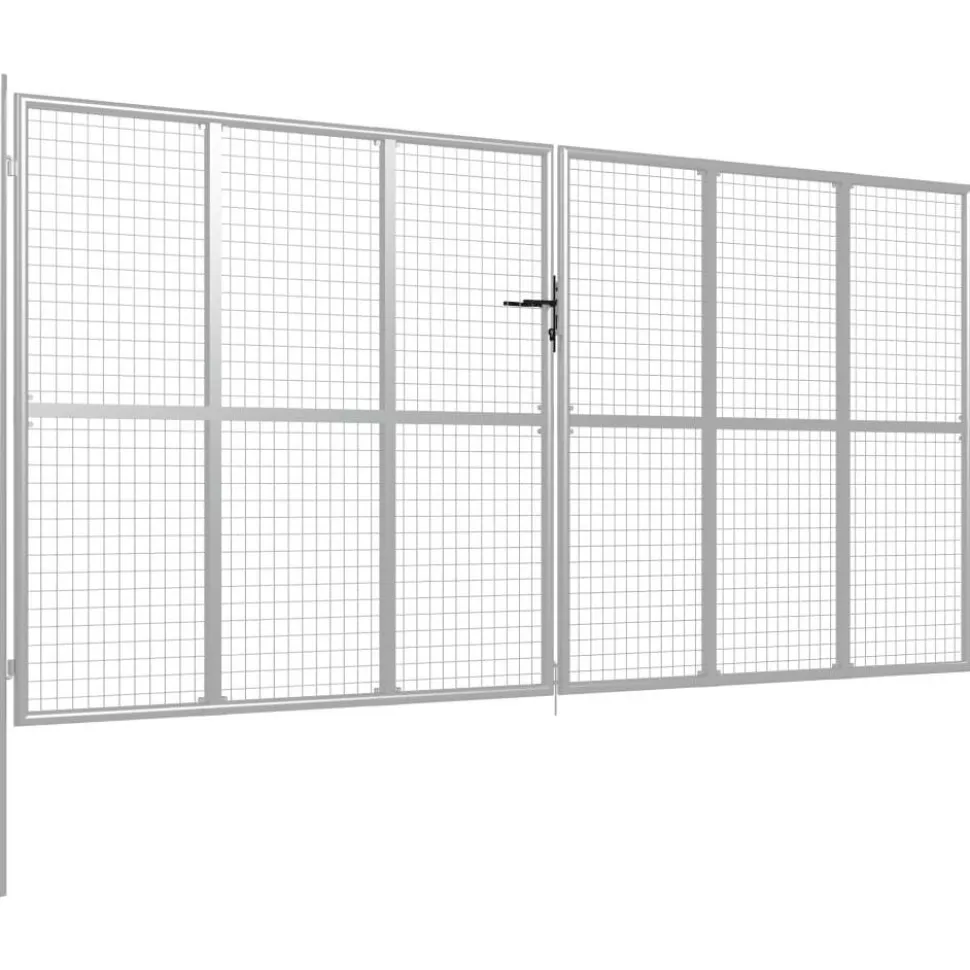 Puutarhaportti galvanoitu teräs 415x250cm hopea