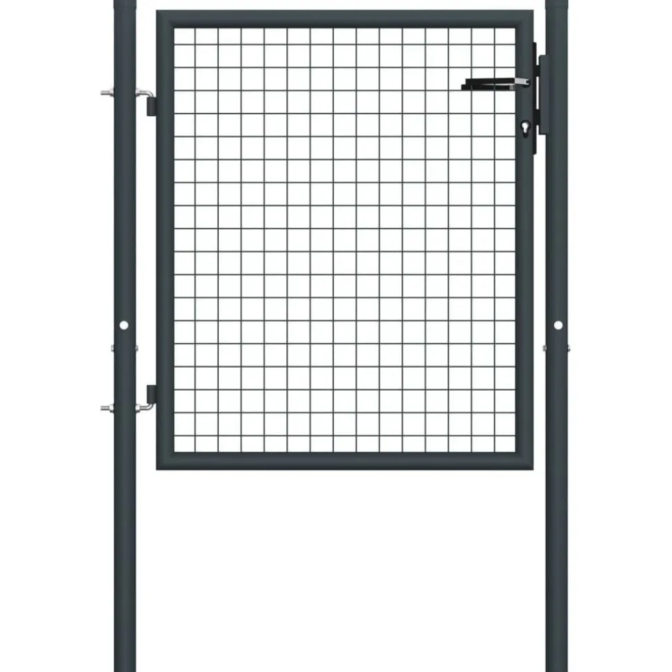 Puutarhaportti galvanoitu teräsverkko 100x125cm harmaa
