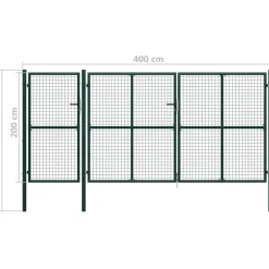 Puutarhaportti käyntiovella teräs 400x200cm vihreä