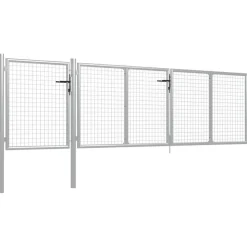 Puutarhaportti käyntiovella teräs 400x100cm hopea