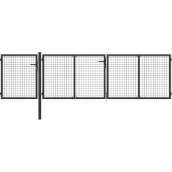 Puutarhaportti käyntiovella teräs 400x100cm antrasiitti