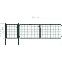 Puutarhaportti käyntiovella teräs 400x100cm vihreä