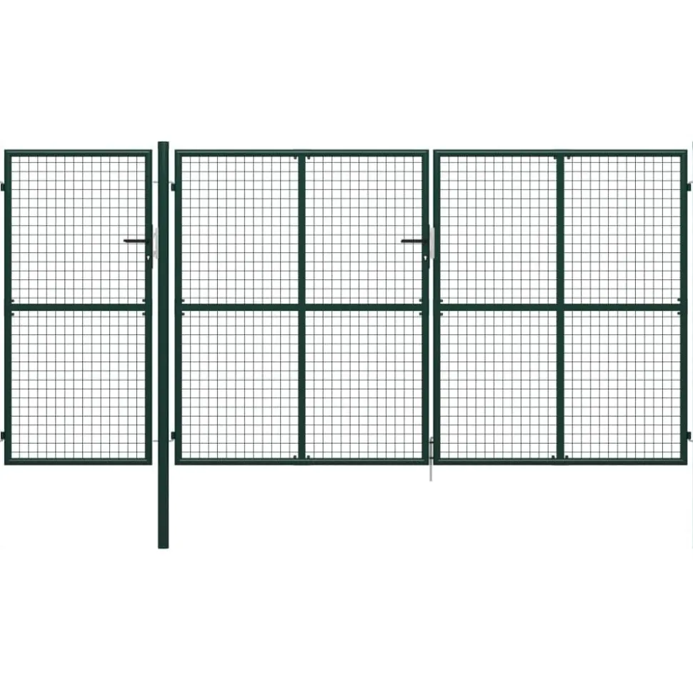 Puutarhaportti käyntiovella teräs 400x150cm vihreä