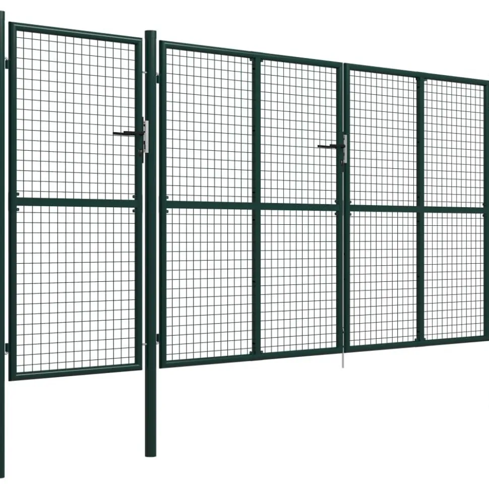 Puutarhaportti käyntiovella teräs 400x150cm vihreä