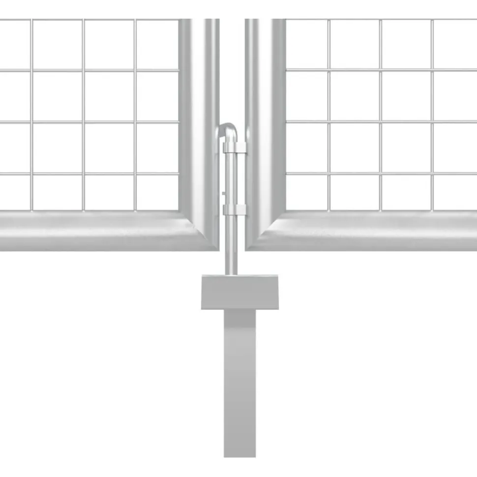 Puutarhaportti käyntiovella teräs 400x150cm hopea