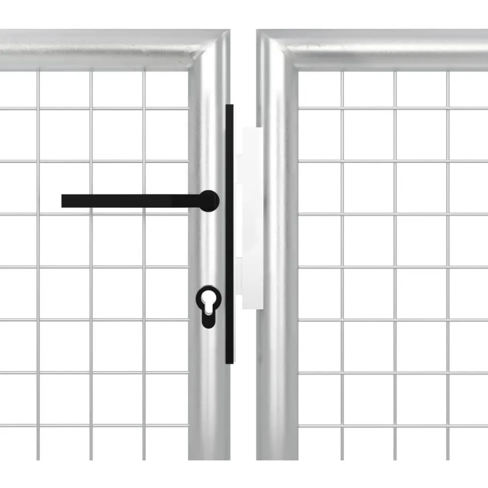 Puutarhaportti teräs 350x100cm hopea