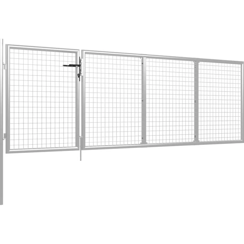Puutarhaportti teräs 350x100cm hopea